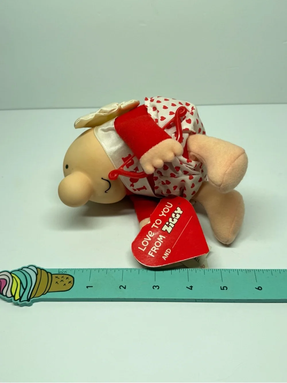 Vintage 1988 Valentine's Day Ziggy Cupid Plush Toy by American Greetings W Tags - Picture 11 of 11